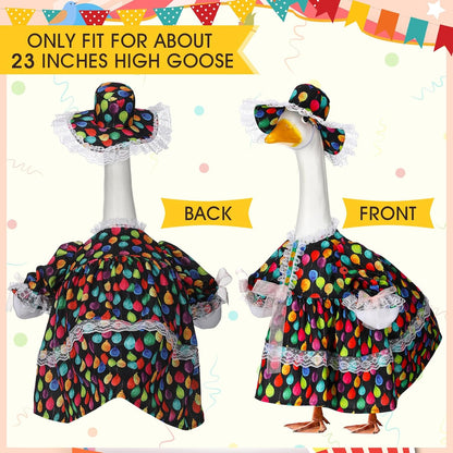 Suzile Happy Birthday Goose Outfit Dresses Clothes for 23" High Cement or Plastic Porch Goose
