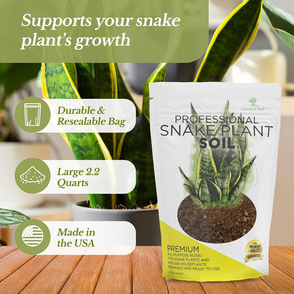 Professional Snake Plant Soil | Large 2.2 Quarts Ready to Use for Snake Plants | Peat Moss, Coco