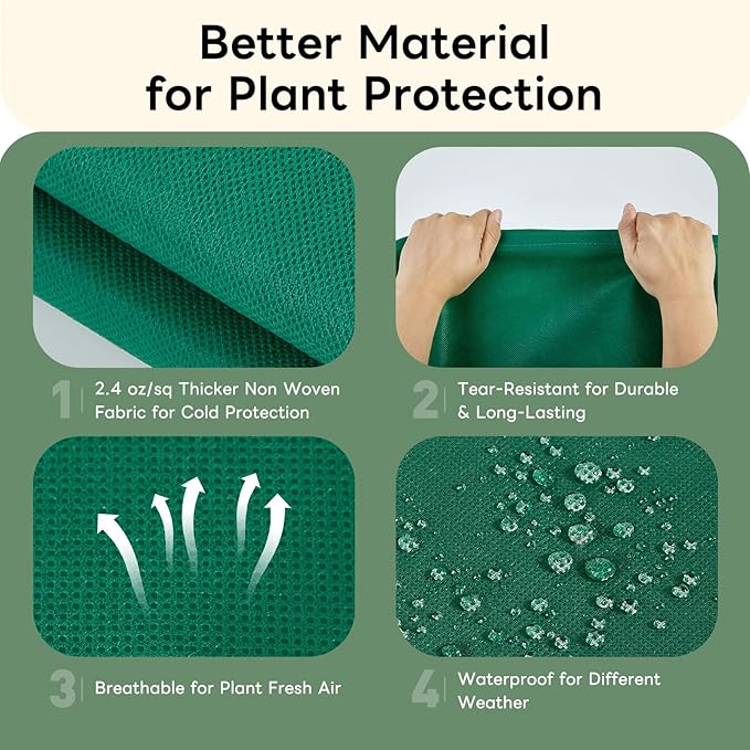 YATHO Plant Covers Freeze Protection 2 Packs 31.5" W X 47.3" H Thicker Large Outdoor Winter Frost
