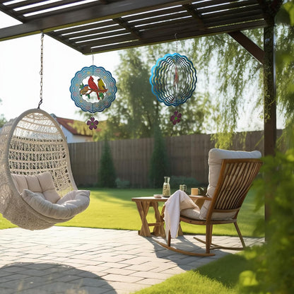 Birds Wind Spinner,Metal Wind Spinners for Outdoor,3D Double Sided Hanging Decor for