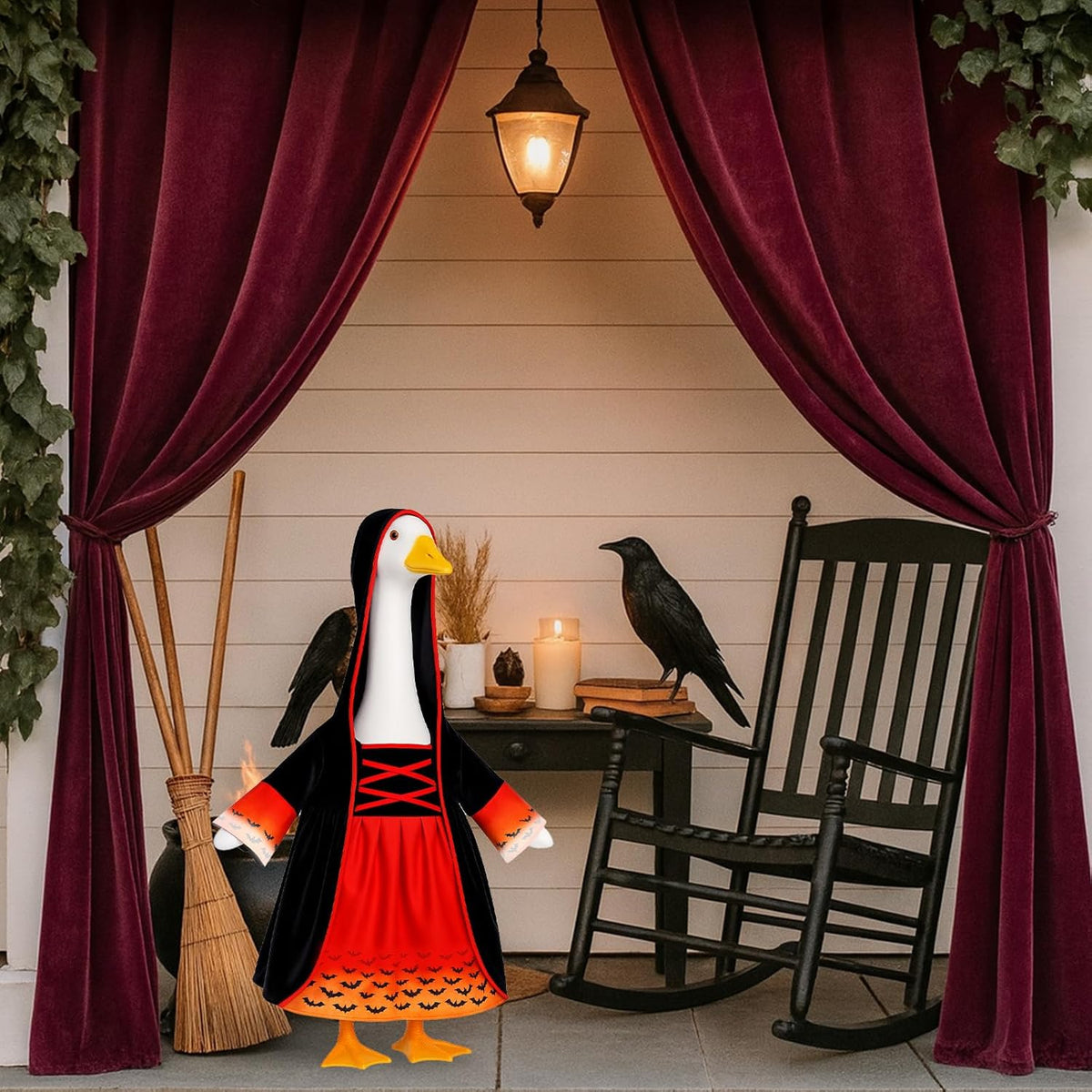 Halloween Goose Outfit Witch Lawn Porch Goose Clothes Fall Halloween Geese Costume for 23" Geese