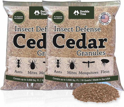 Double Tree Home and Garden Cedar Granules | Repels Fleas, Ticks, Ants, and Mosquitos | Rich Cedar