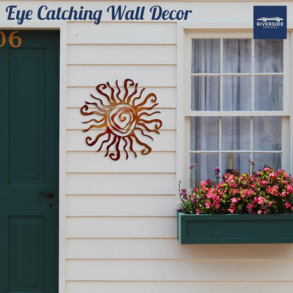 Riverside Designs Wacky Sun Metal Wall Art Indoor/Outdoor Decor - 36" Copper Rust Proof Wall