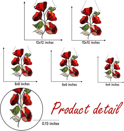 Poppies August Birth Flower Acrylic Suncatcher Stained Glass Effect Window Car Hanging Christmas