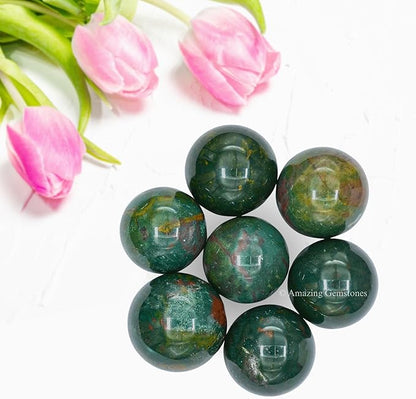Amazing Gemstone Bloodstone Crystal Ball - 1" Inches Crystal Sphere Meditation Balls for Witchcraft