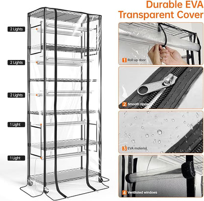 Bstrip 71" Indoor Greenhouse with Grow Light, 6-Tier DIY Plant Shelf with Adjustable Rack and