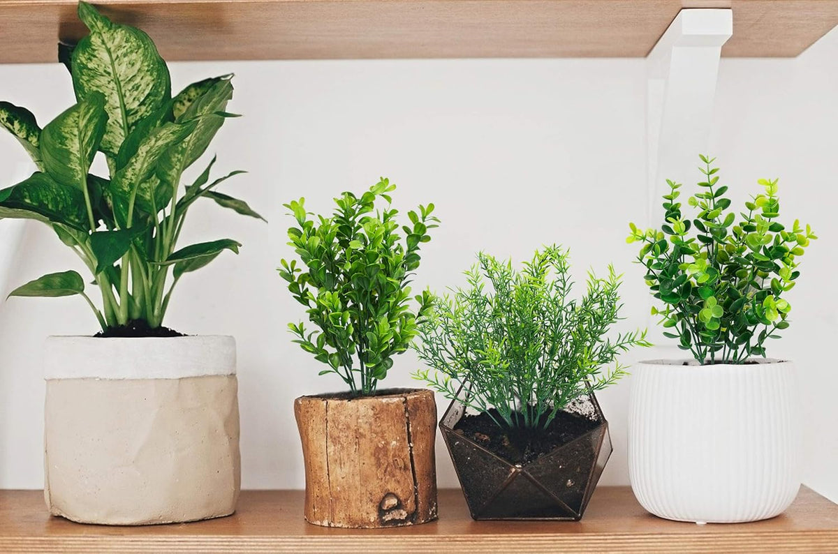 Ouddy Decor 6 Bundles Artificial Greenery Stems Mixed Fake Plastic Plants Eucalyptus Rosemary Faux