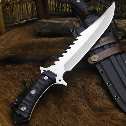 BA-KOR (15.8 inches) 5mm full Tang 9CR18MOV steel nylon fiber handle Bowie knife + sheath + (5.9