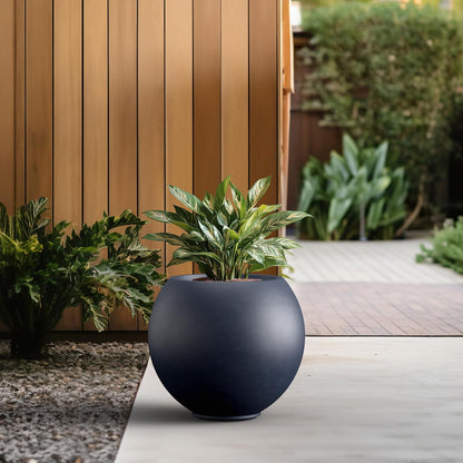 Kante Round Concrete Flower Pot, 19.3 Inch Dia (14" Opening) Sphere Shape Design Planter with