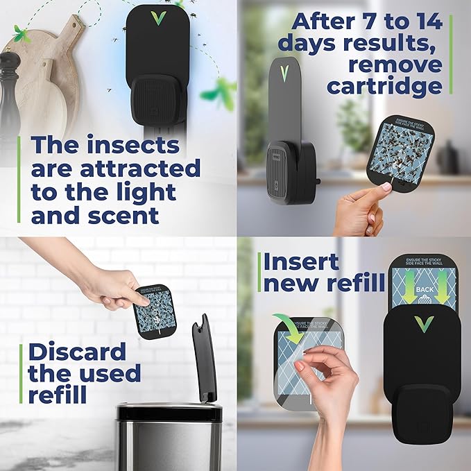 VEYOFLY Fly Trap Indoor, Fruit Fly Traps for Indoors, (2 Device + 6 Refills) Gnat Traps for House