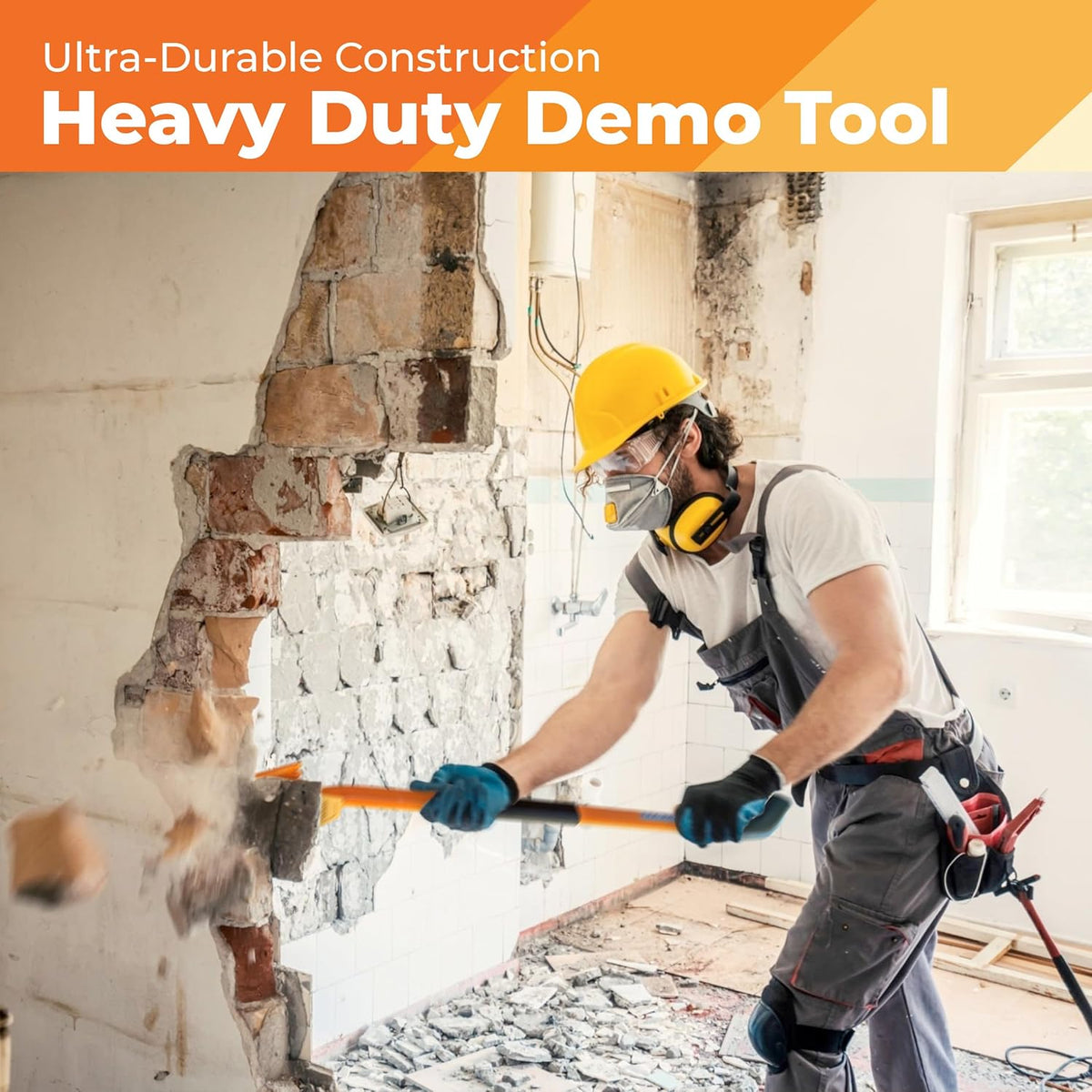 48” Oval Handle Demolition Bar – Ceiling/Wall Demo Bar - Versatile Multi Tool - For Home