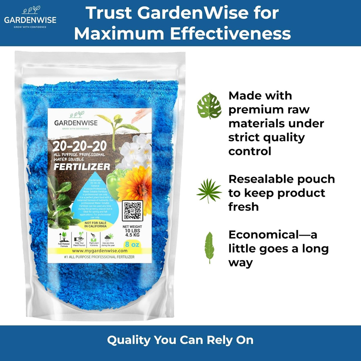 20-20-20 Water-Soluble Fertilizer – Powder for Liquid Plant Food for Indoor & Outdoor Plants