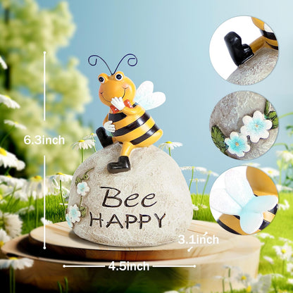 Garden Decor Bee Outdoor Statues Sculpture Bumblebee Figurine for Patio Lawn Porch Yard Backyard