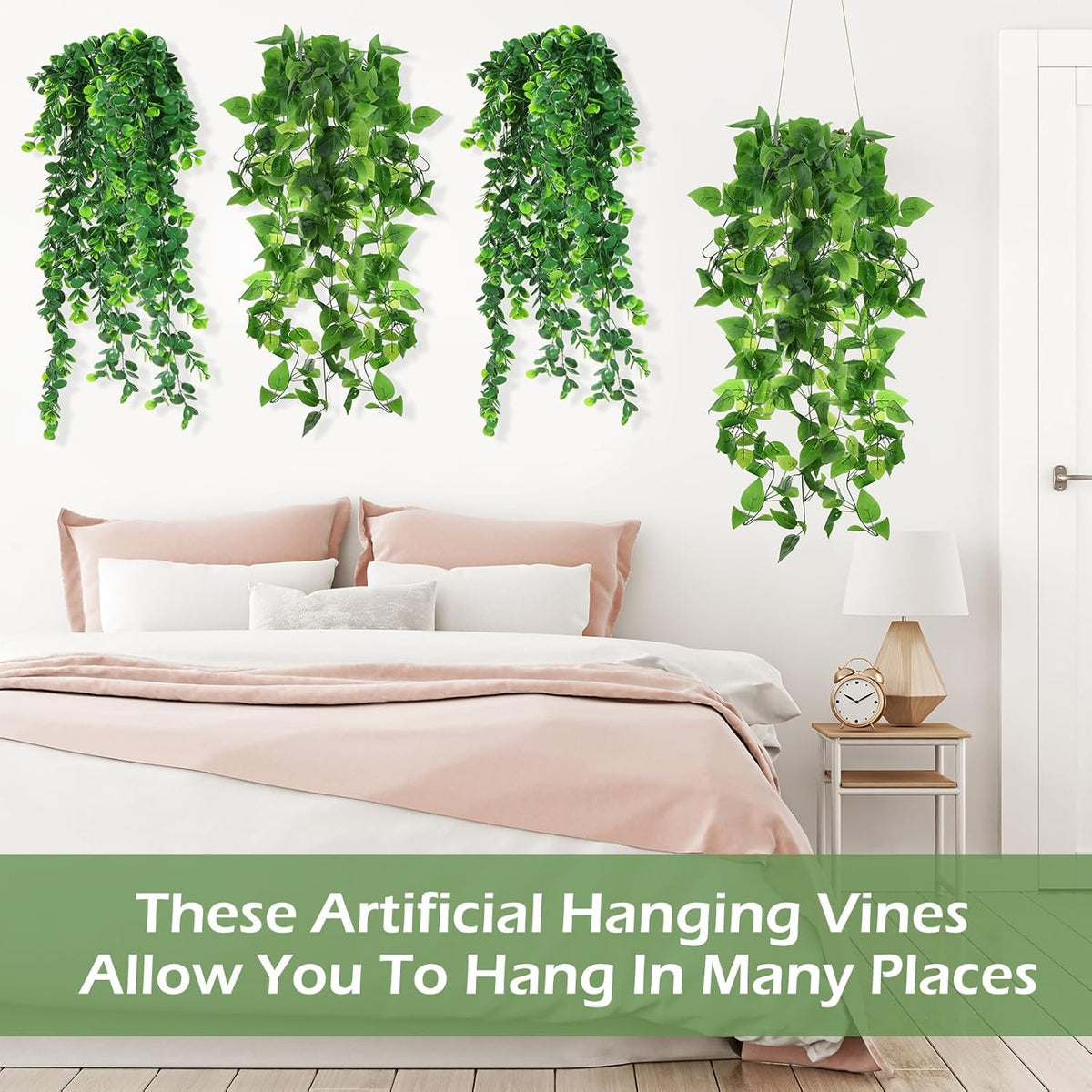 Hoteam 12 Pcs Artificial Hanging Plants 32 Inch Fake Ivy Vines with Fake Leaves Patio Artificial