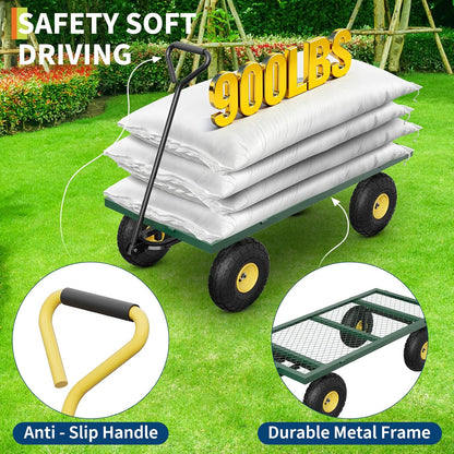 GarveeLife 900 LBS Garden Cart with Removable Mesh Sides, Heavy Duty Steel Garden Wagon with