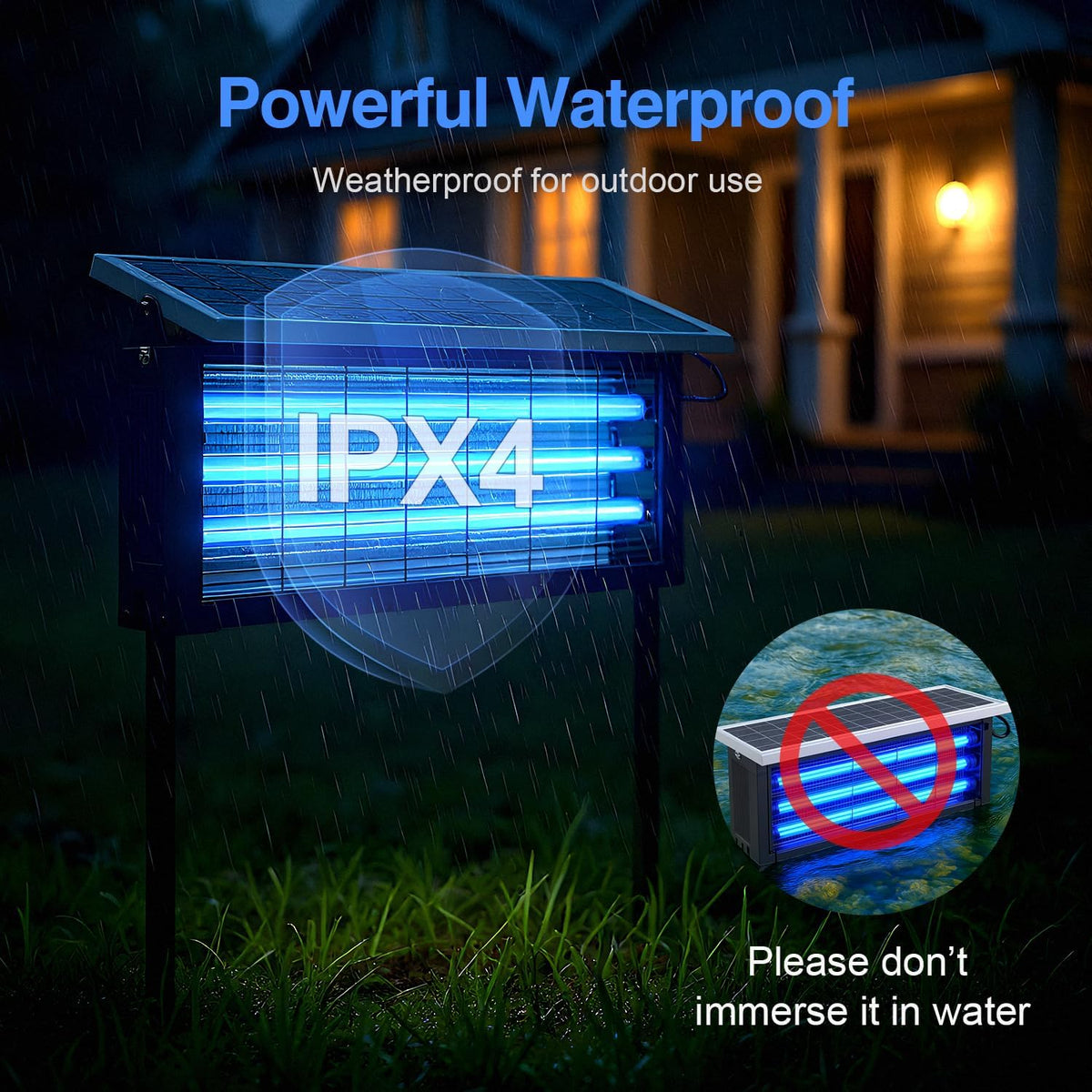 Solar Bug Zapper Outdoor, 30W Large Mosquito Zapper, Electric Mosquito Killer Outdoor, Waterproof &