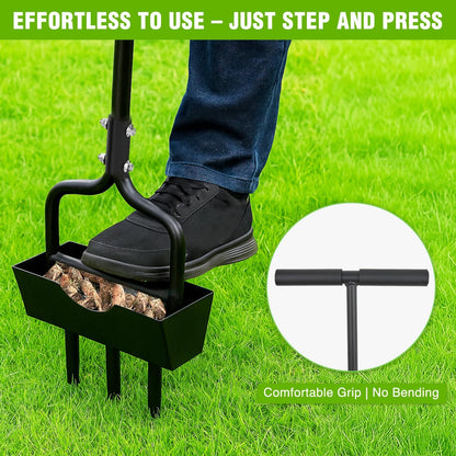 Yesker Lawn Aerator Coring Tool with Soil Core Tray, 39 inches Manual Garden Plug Aerator for Grass