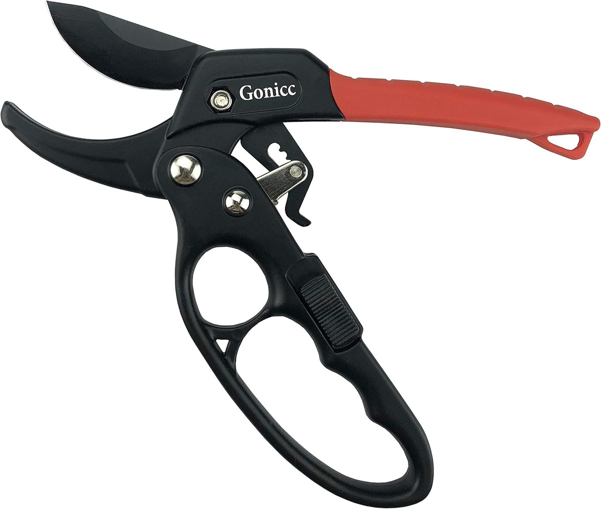 gonicc 8" Professional Ratchet Anvil Pruning Shears (GPPS-1011), Ratcheting Mechanism, Anvil groove