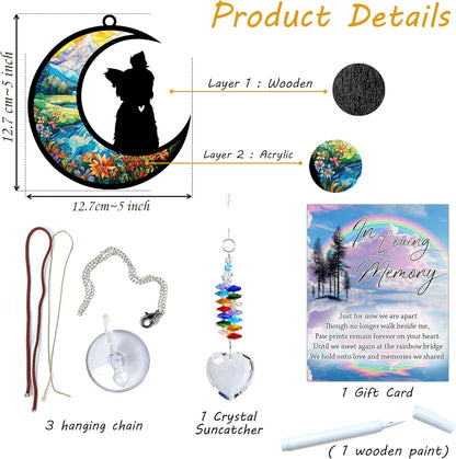 Yorkshire Terrier Suncatcher, Personalized Pet Loss Gift with Name & Date, Heart-Shaped Crystal Sun