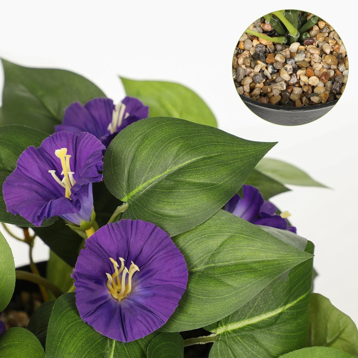 Briful Artificial Hanging Flowers in Pot 25.6" Faux Silk Morning Glory Flower Vine with Cascading