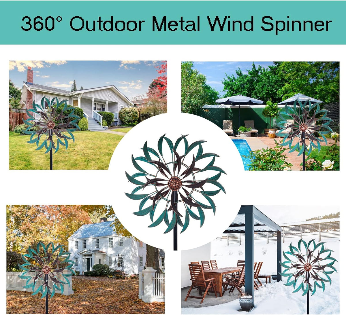 VEWOGARDEN 360° Outdoor Wind Spinner, Wind Sculpture Spinner with Metal Stake, Yard Art Decor for