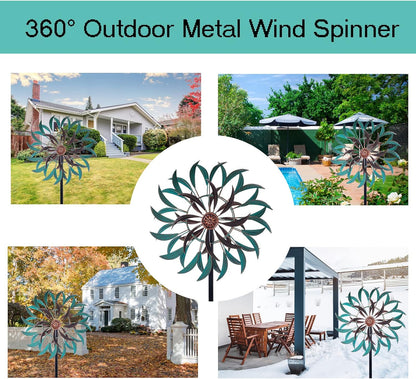VEWOGARDEN 360° Outdoor Wind Spinner, Wind Sculpture Spinner with Metal Stake, Yard Art Decor for