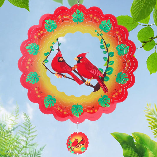 Cardinal Wind Spinners Gift for Women Men, 12 Inch Outdoor Metal 3D Wind Spinner Garden Yard Decor