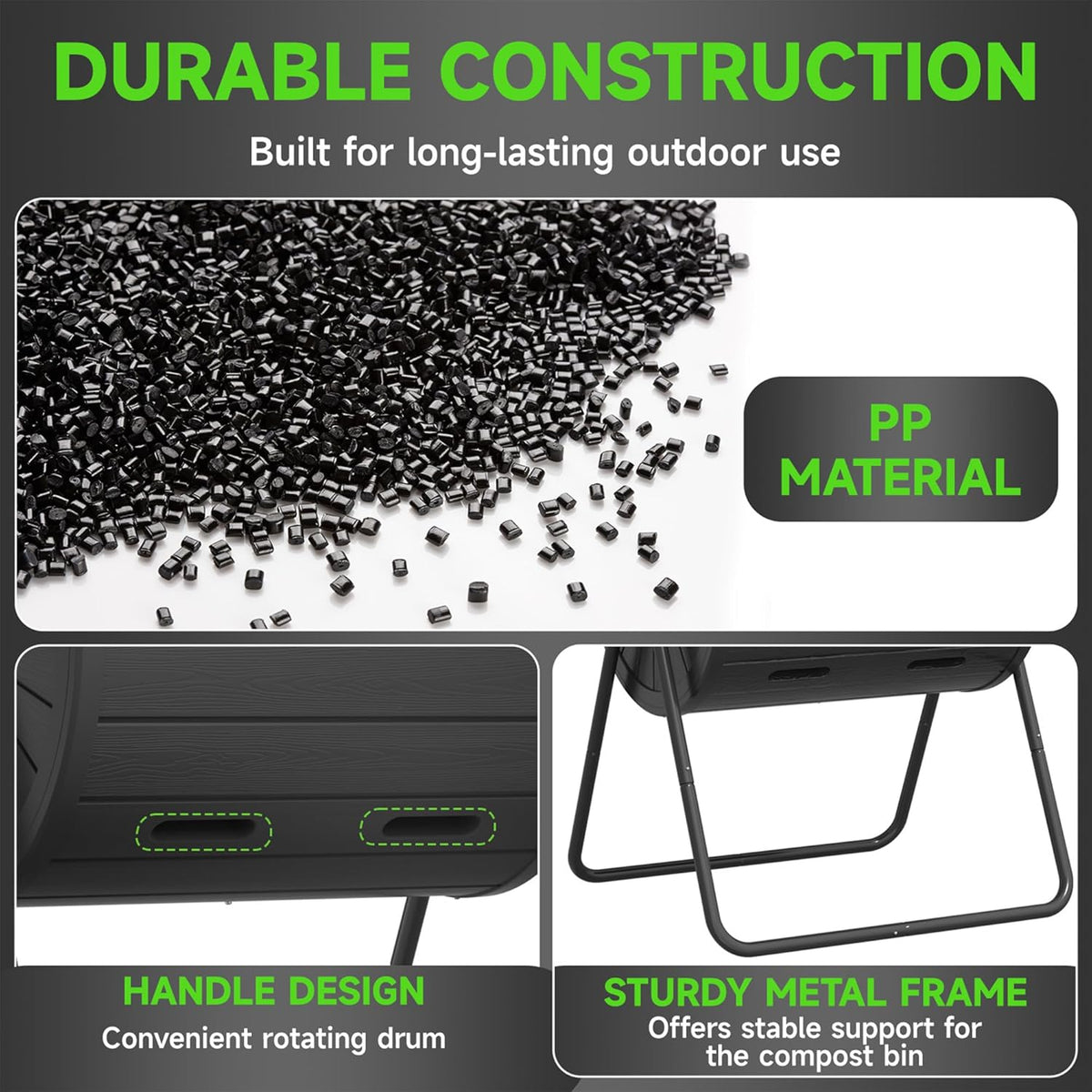 Dual Chamber Tumbling Composter 43 Gallon Large Outdoor Tumbling Composter Efficient Batch