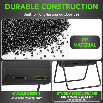 Dual Chamber Tumbling Composter 43 Gallon Large Outdoor Tumbling Composter Efficient Batch