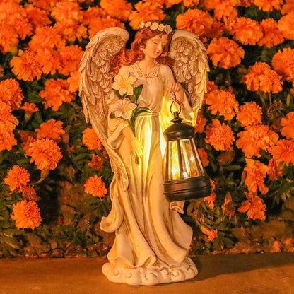 Solar Angel Outdoor Decor Garden Statues – 13.2 inches Angel Figurines Outdoor Sculptures with