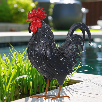 Rooster Garden Statue Sculpture Metal Chicken Yard Decor Outdoor Figurines Patio Backyard