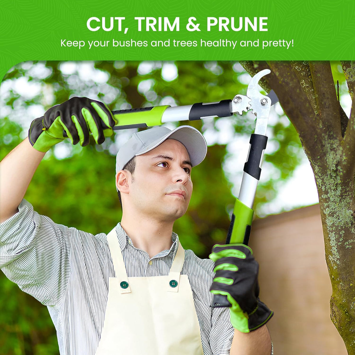 GARDEN GURU Bypass Loppers Tree Trimmer Clipper - 3X Cutting Power Gardening Loppers Pruning Shear