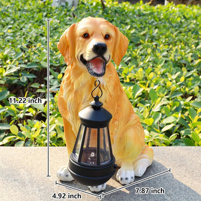 Garden Dog Statues Outdoor Decor, Solar Lights Outdoor Golden Retriever Figurine Solar Dog