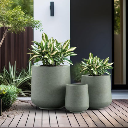 Kante 15.3"+11.6"+8.2" Dia Round Concrete Planter, Large Outdoor Indoor Planter Pots Containers