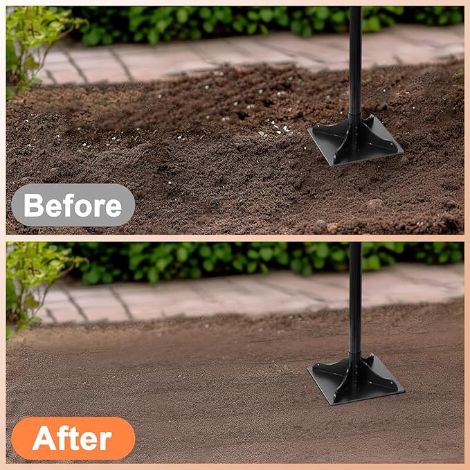 Heavy-Duty Steel Tamper, 8x8 Inch Laborsaving Ergonomic Hand Soil Tamper, Garden Landscaping Tool