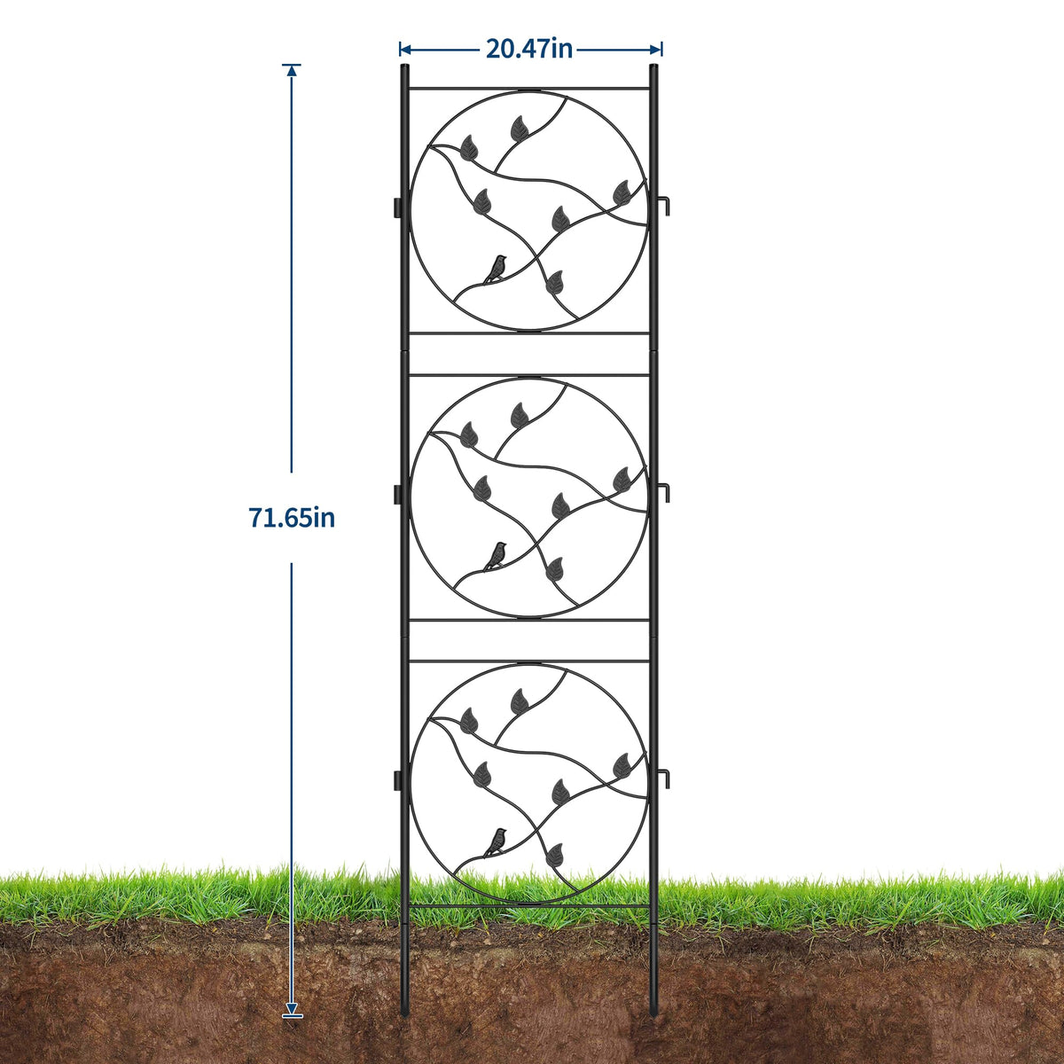 Garvee 21"x72" Metal Garden Trellis Panel (2-Pack), Black Rustproof Fence & Plant Support for
