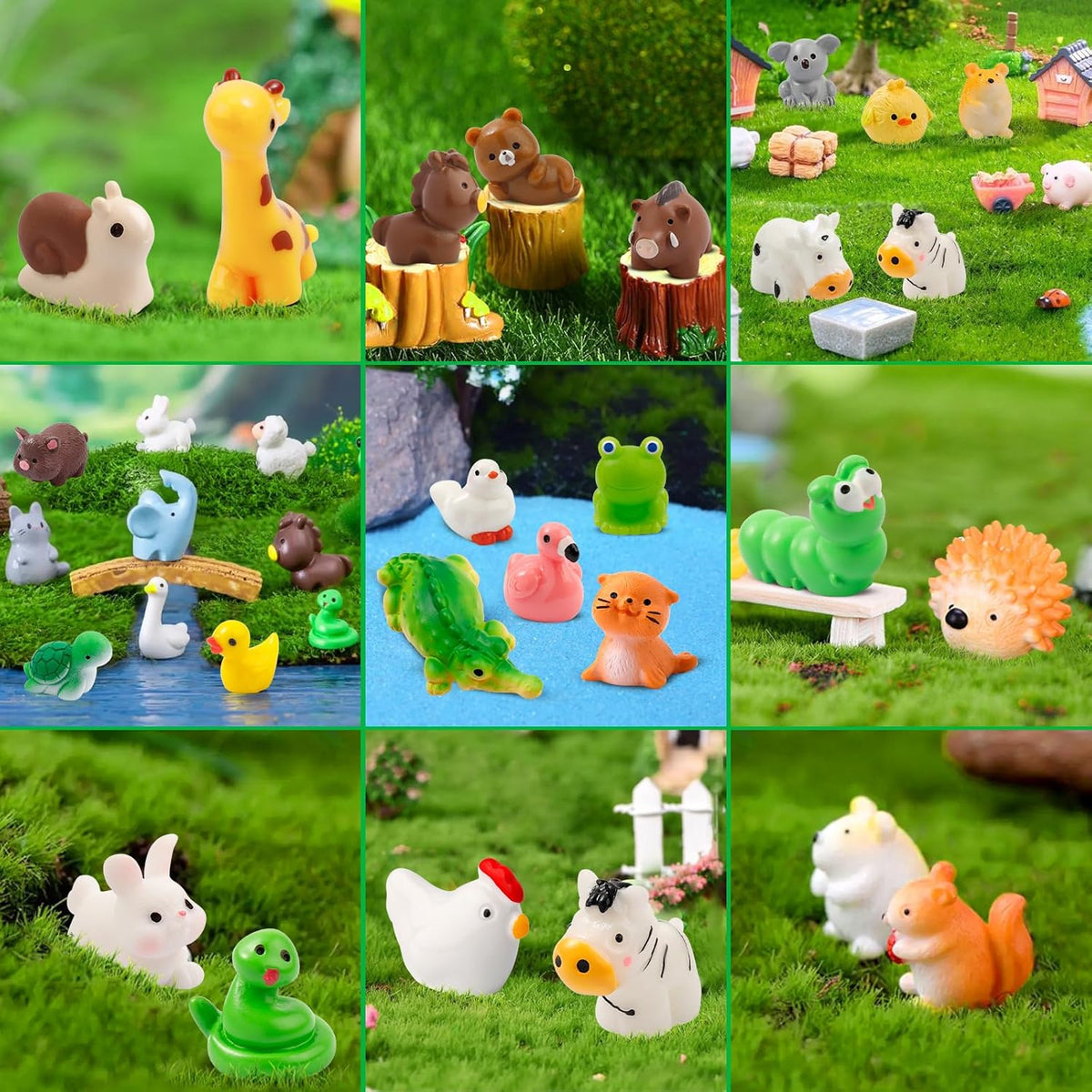 42 Pcs Mini Resin Animals 42 Styles Resin Animals Figurines Bulk for Fairy Garden Miniature
