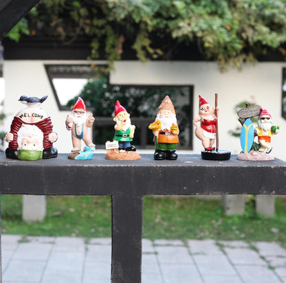 Steel Pipe Dancers Dwarf，Gnome Garden Decorations Resin Statue Outdoor Statue Lawn Yard Balcony