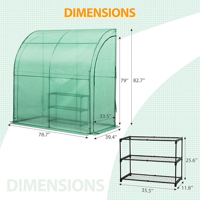 EAGLE PEAK 3 Tier Lean to Portable Greenhouse, Heavy-Duty Indoor & Outdoor Garden with Wire