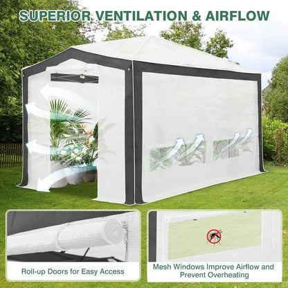 EAGLE PEAK 12x8 Portable Walk in Greenhouse with Polyester Reinforced Corners, Instant Pop up