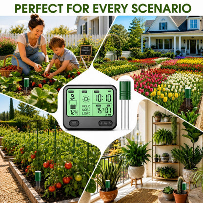 4-in-1 Soil Moisture Meter for Plants ,Soil Temperature /Moisture /Sunlight Time, Large Screen