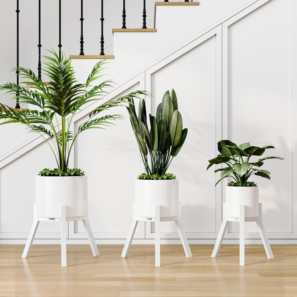 Adjustable Plant Stands Set of 2, Metal Modern Small Plant Holder, Heavy Duty Stable Flower Holder