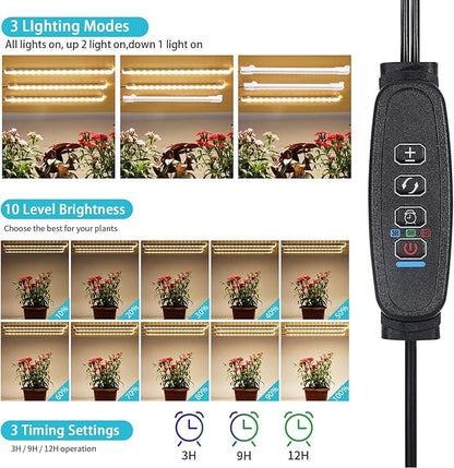 LED Grow Light Strips, Grow Lamps for Indoor Plants Full Spectrum 3000K, 72 LEDs Plant Light with