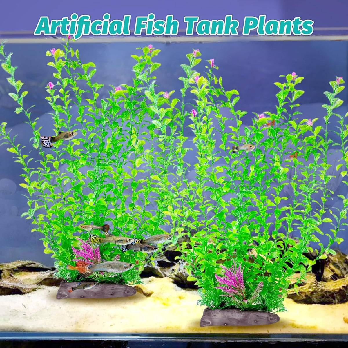 Hamiledyi Aquarium Plastic Plants Aquarium Decor Artificial Fish Tank Plants,Tall Fish Tank