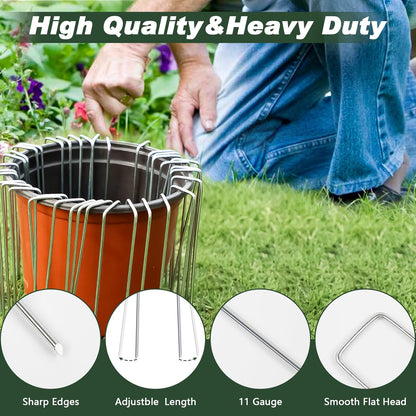 FEED GARDEN 8 Inch 100 Pack Galvanized Landscape Staples 11 Gauge Anti-Rust Garden Stakes