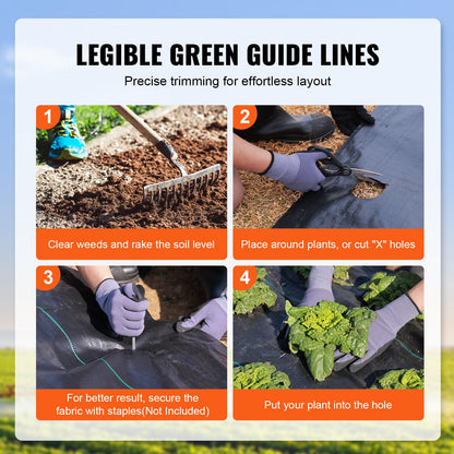 VEVOR 4FTx300FT Premium Heavy Duty Weed Barrier Landscape Fabric, 3.2OZ Woven Geotextile Fabric