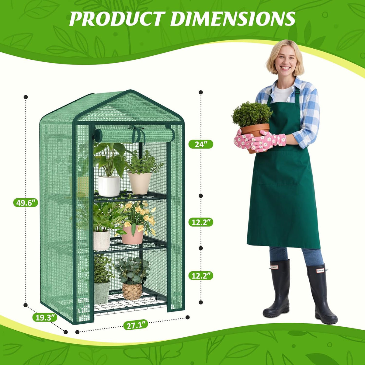 3-Tier Greenhouse for Indoor and Outdoor Use, 4ft Tall Portable Mini Green House with Shelves