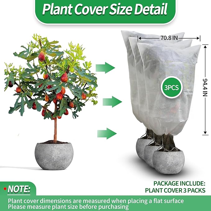Avalution Plant Covers Freeze Protection, 3 Packs Frost Cloths for Outdoor Plants, 95" X71"