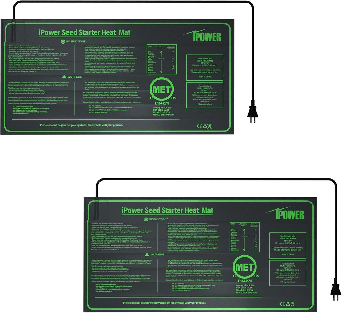 iPower 10" x 20" Waterproof Durable Seedling Heat Mat Warm Hydroponic Plant for Indoor Gardening