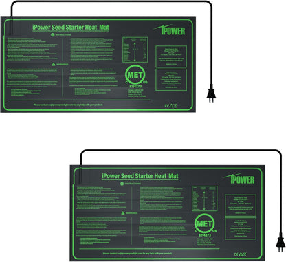 iPower 10" x 20" Waterproof Durable Seedling Heat Mat Warm Hydroponic Plant for Indoor Gardening